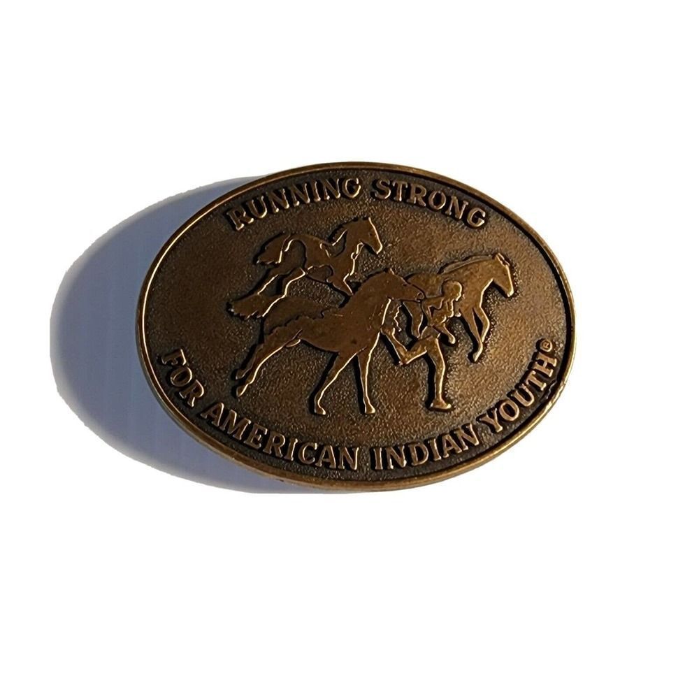 Vintage Running Strong For American Indian Youth 1997 Belt Buckle
